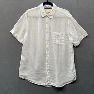 Panama Jack 100% Linen Short Sleeve Button Down Mens L White Resort Wear